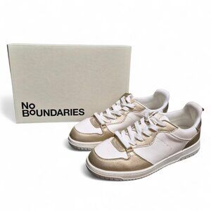 NIB No Boundaries Women’s Court Sneakers Lace Up White Gold Size 10 Memory Foam